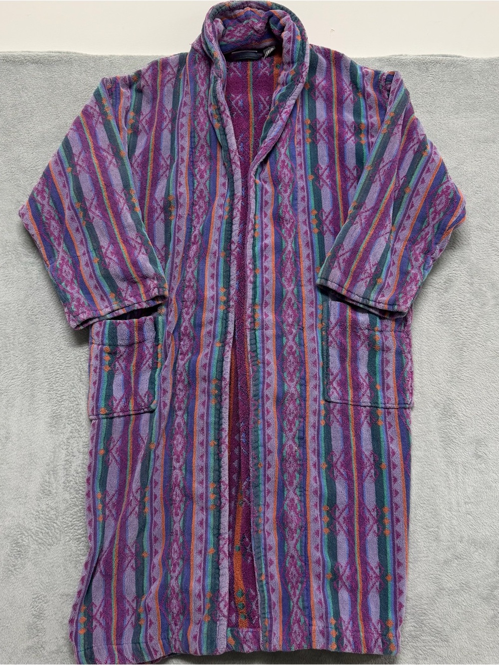 Vtg 90’s Cypress Bathrobe Terry Cloth Southwestern Aztec Cotton Adult Medium